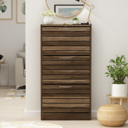 Shoe Cabinet Narrow Shoe Cabinet with 3 Flip Door Space Saving 3 Color