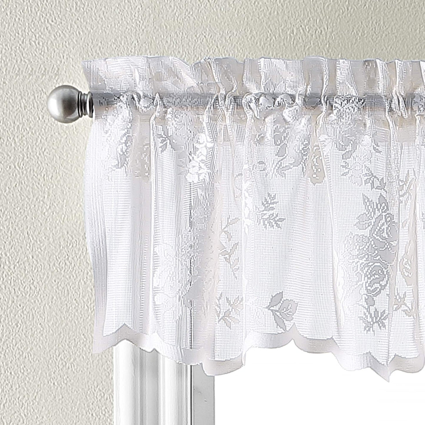 Curtainworks Sibella Lace Kitchen Curtain Valance and Tier Pair Curtain Collection