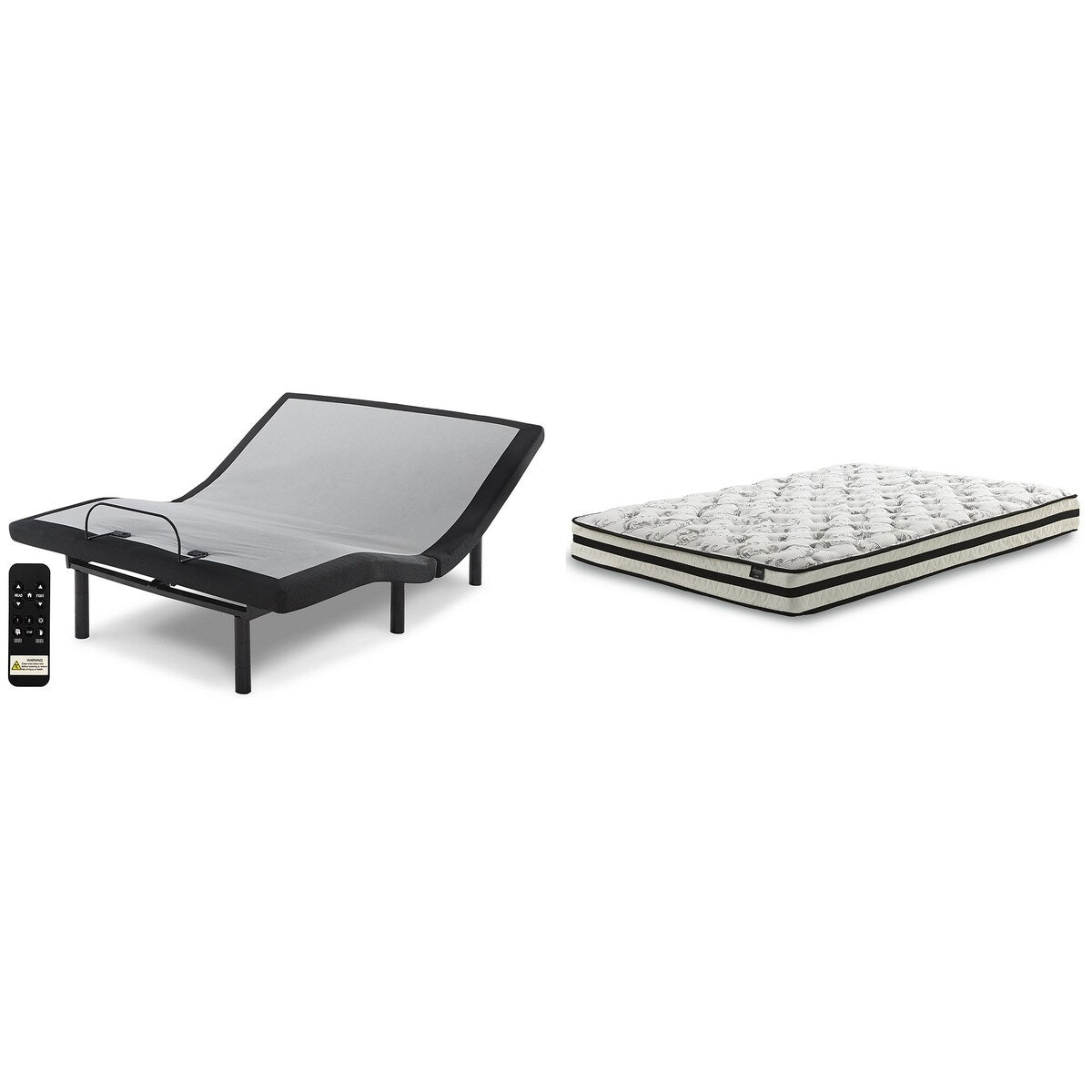 Signature Design by Ashley 8 Inch Chime Innerspring Black/White 2-Piece Mattress Package
