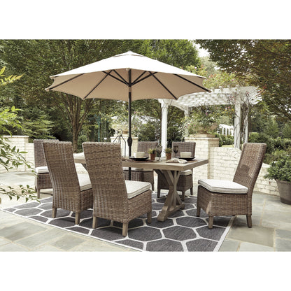 Signature Design by Ashley Beachcroft Beige 7-Piece Outdoor Dining Package - 84.25 W x 42.25 D x 29.25 H