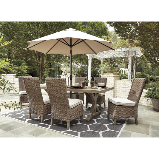 Signature Design by Ashley Beachcroft Beige 7-Piece Outdoor Dining Package - 84.25 W x 42.25 D x 29.25 H