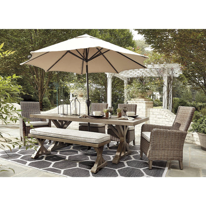 Signature Design by Ashley Beachcroft Beige 7-Piece Outdoor Dining Package - 84.25 W x 42.25 D x 29.25 H
