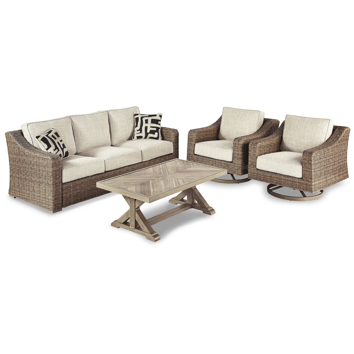 Signature Design by Ashley Beachcroft Brown/Beige 4-Piece Outdoor Conversation Set - 82.25 W x 37.75 D x 34.63 H