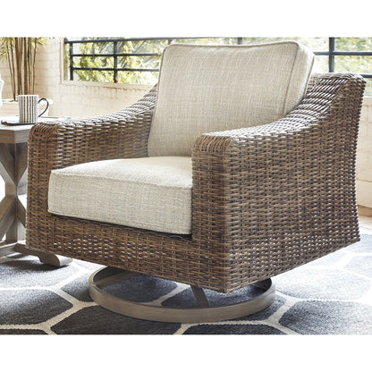 Signature Design by Ashley Beachcroft Brown/Beige 4-Piece Outdoor Conversation Set - 82.25 W x 37.75 D x 34.63 H