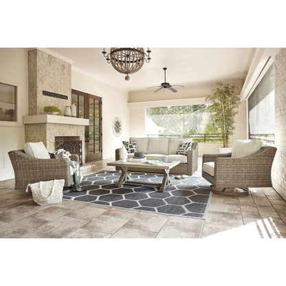 Signature Design by Ashley Beachcroft Brown/Beige 4-Piece Outdoor Conversation Set - 82.25 W x 37.75 D x 34.63 H