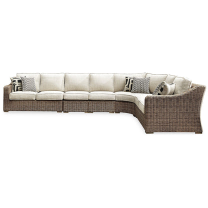 Signature Design by Ashley Beachcroft Brown/Beige 8-Piece Outdoor Seating Package - 107 W x 37.75 D x 34.63 H