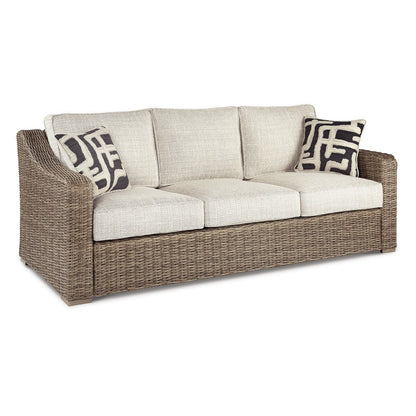 Signature Design by Ashley Beachcroft Brown/Beige Beachcroft Nuvella Sofa with Coffee and End Table - 83W x 37D x 36H