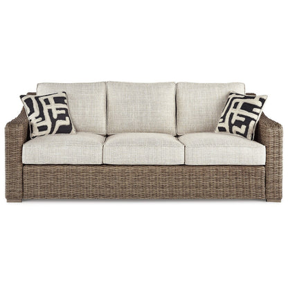 Signature Design by Ashley Beachcroft Brown/Beige Beachcroft Nuvella Sofa with Coffee and End Table - 83W x 37D x 36H