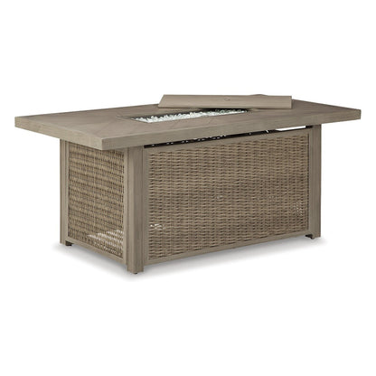 Signature Design by Ashley Beachcroft Brown/Beige Outdoor Sofa, Lounge Chairs and Fire Pit - 83W x 37D x 36H