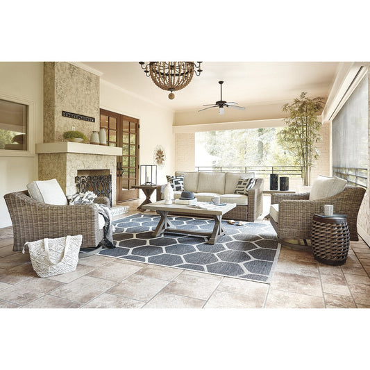 Signature Design by Ashley Beachcroft Outdoor Sofa and 2 Lounge Chairs with Coffee Table and 2 End Tables