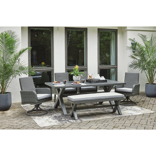 Signature Design by Ashley Elite Park Gray 6-Piece Outdoor Dining Package - 80W x 42D x 29H