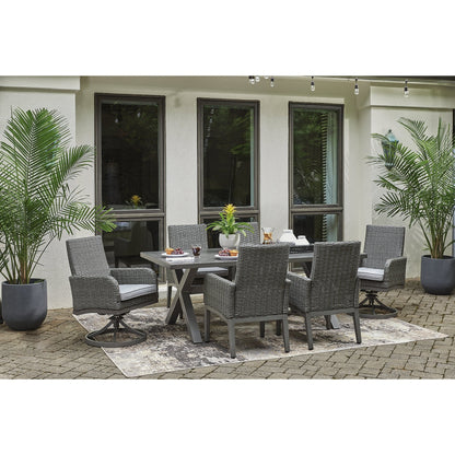 Signature Design by Ashley Elite Park Gray 7-Piece Outdoor Dining Package - 80W x 42D x 29H