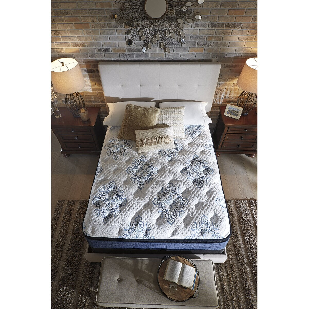 Signature Design by Ashley Mt Dana Euro Top White/Blue 2-Piece Queen Mattress Package