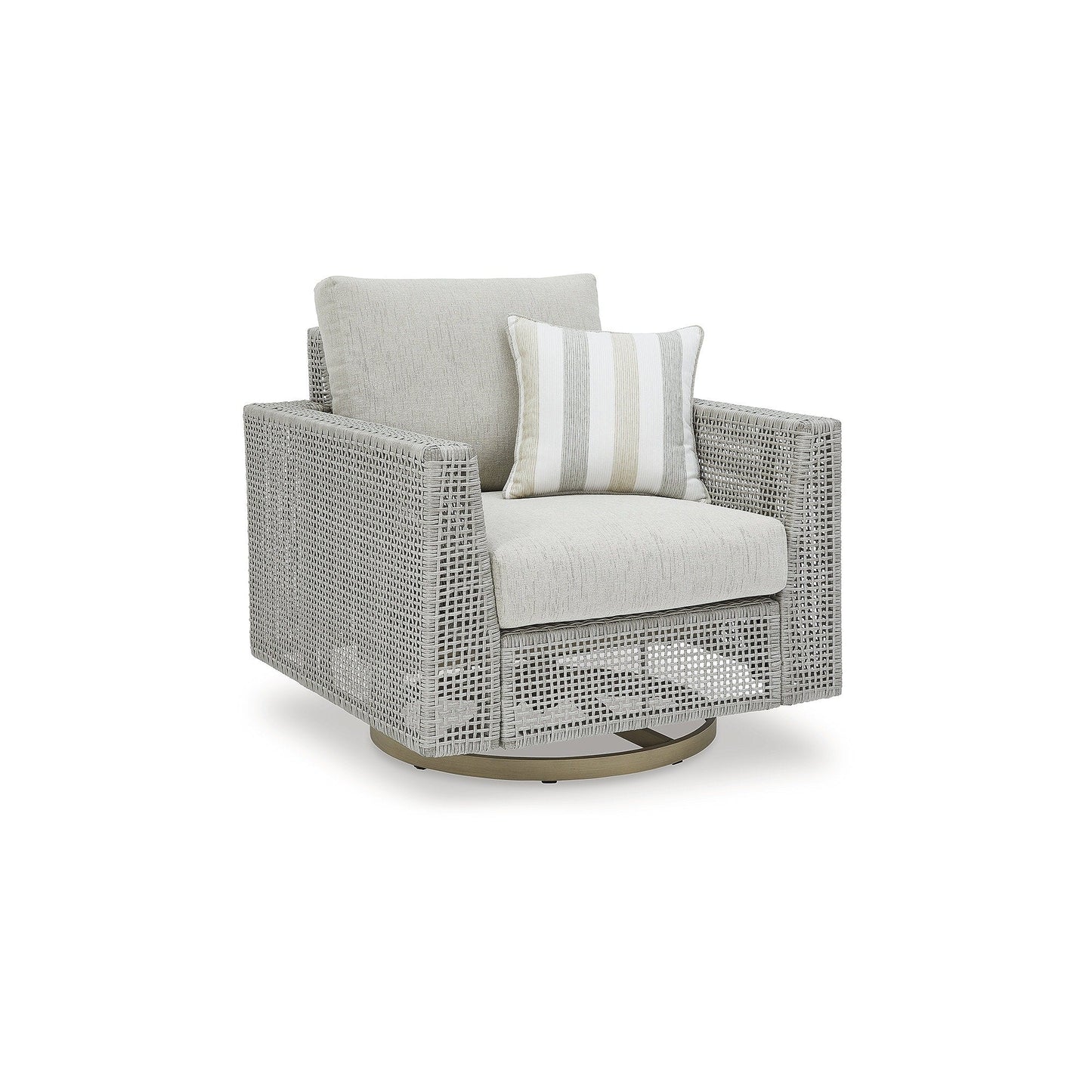 Signature Design by Ashley Seton Creek Gray Outdoor Swivel Lounge with Cushion - 36.38 W x 35 D x 36 H