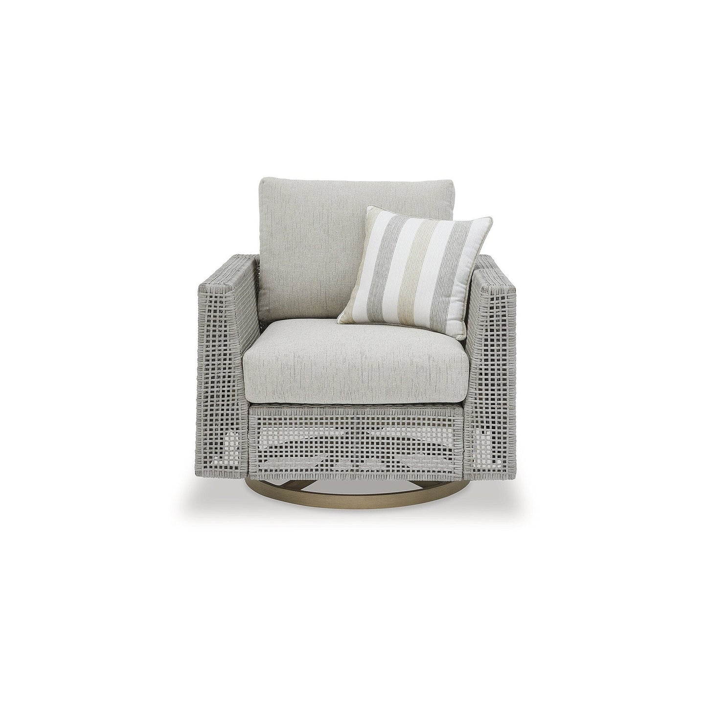 Signature Design by Ashley Seton Creek Gray Outdoor Swivel Lounge with Cushion - 36.38 W x 35 D x 36 H