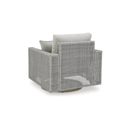 Signature Design by Ashley Seton Creek Gray Outdoor Swivel Lounge with Cushion - 36.38 W x 35 D x 36 H