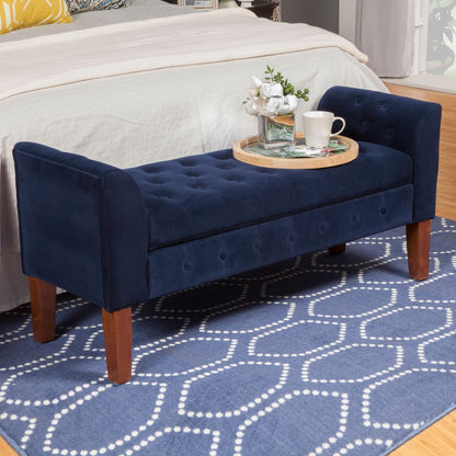 Copper Grove Malakoff Navy Velvet Storage Bench/ Settee