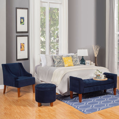 Copper Grove Malakoff Navy Velvet Storage Bench/ Settee