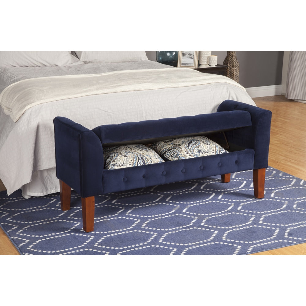 Copper Grove Malakoff Navy Velvet Storage Bench/ Settee