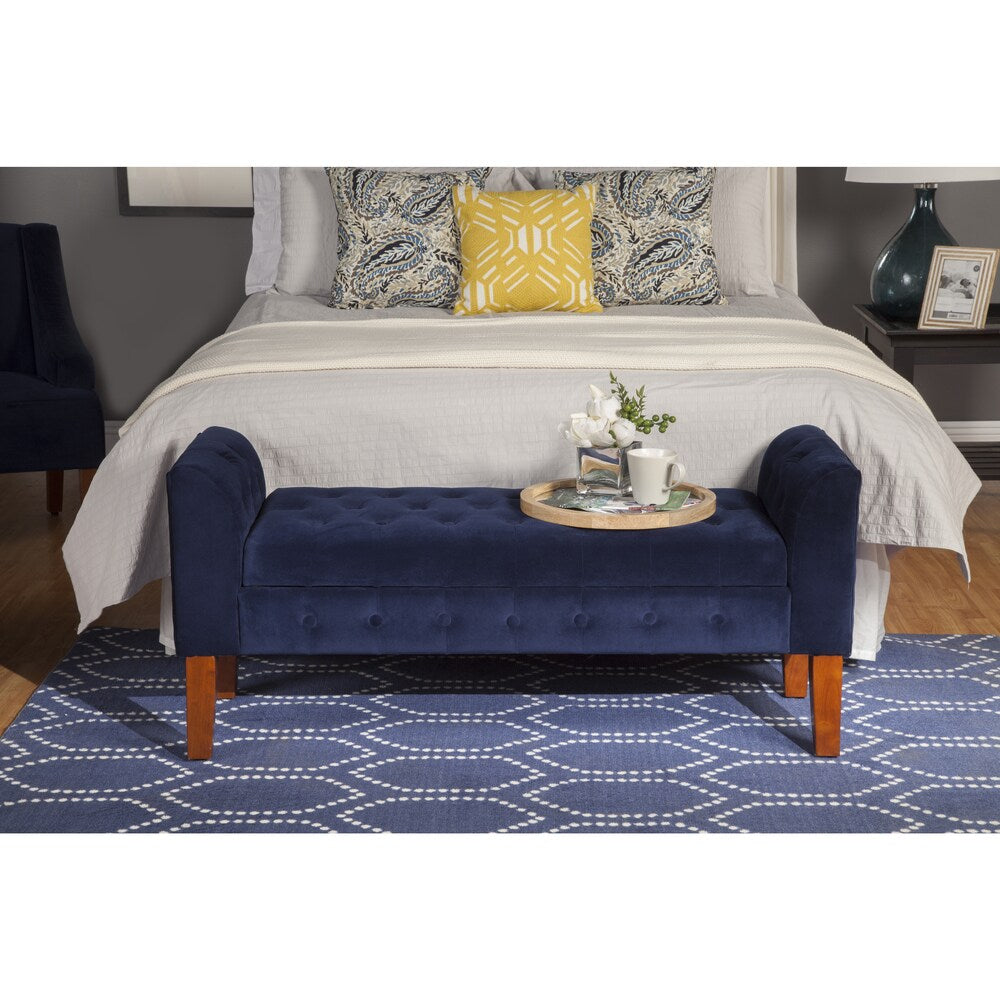 Copper Grove Malakoff Navy Velvet Storage Bench/ Settee
