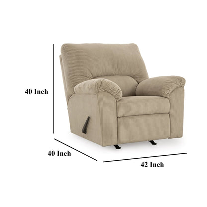 Simy Rocker Recliner Chair, Pillow Top Arms, Cream White Corduroy