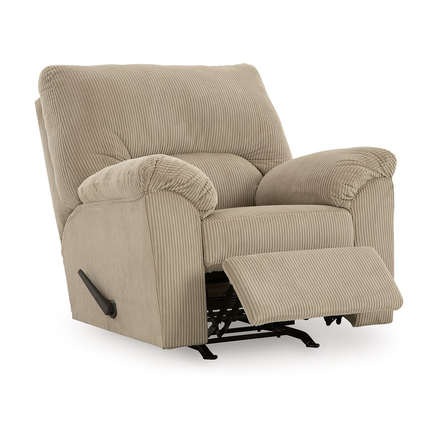 Simy Rocker Recliner Chair, Pillow Top Arms, Cream White Corduroy
