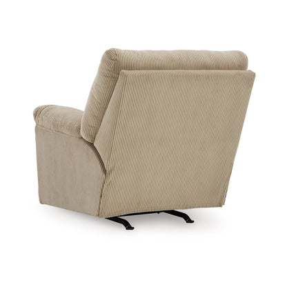 Simy Rocker Recliner Chair, Pillow Top Arms, Cream White Corduroy