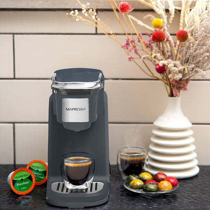Single Cup Coffee Maker, Personal Single Serve Coffee Machine, Compatible with KCup,One Touch Function Grey Coffee Maker