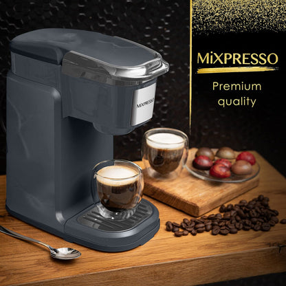 Single Cup Coffee Maker, Personal Single Serve Coffee Machine, Compatible with KCup,One Touch Function Grey Coffee Maker
