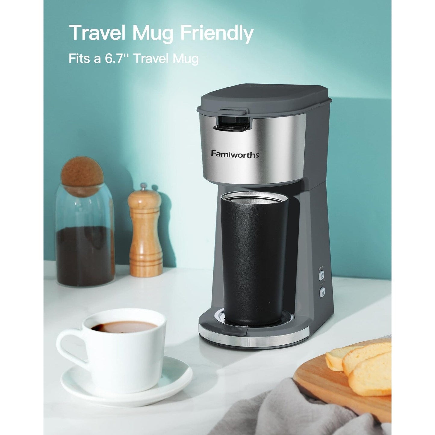 Single Serve Coffee Maker for K Cup & Ground Coffee, with Bold Brew, One Cup Coffee Maker, 6 to 14 oz. Brew Sizes