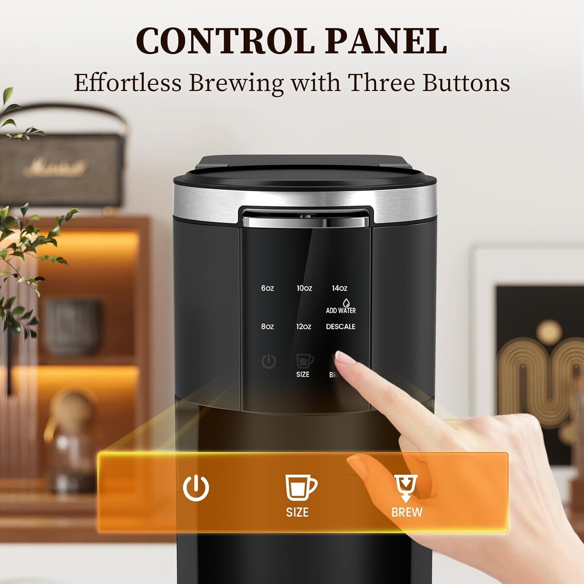 Single Serve Coffee Maker for K-Cups Pods & Ground Coffee, with 40 oz Water Tank, 5 Brew Sizes Up To 14 Oz, Self-cleaning