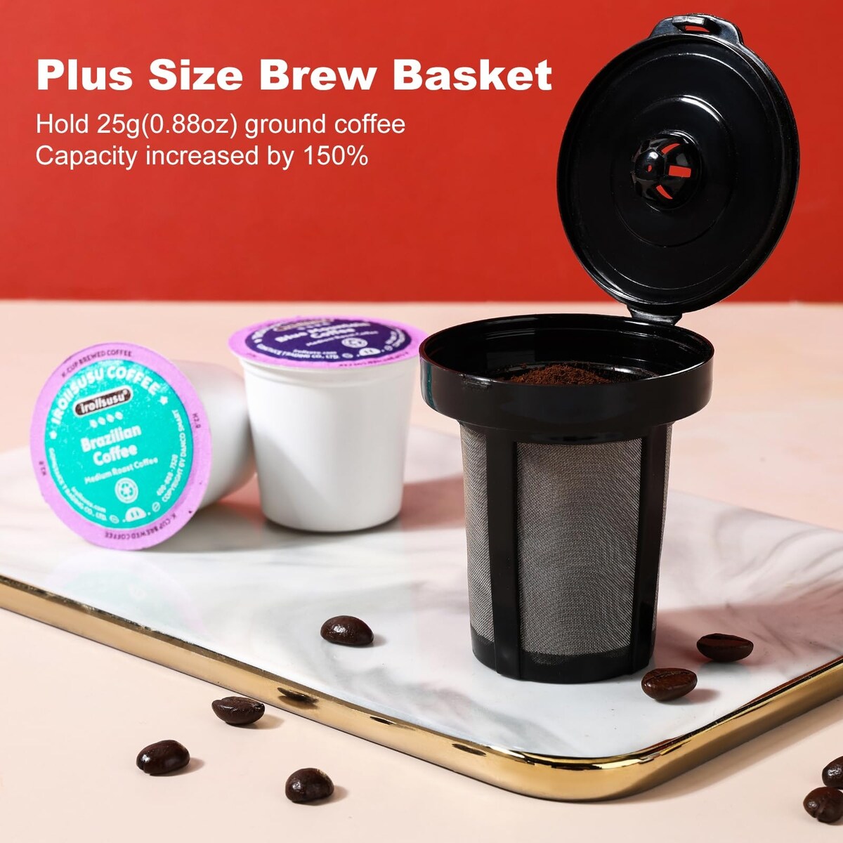 Single Serve Coffee Maker, K Cup and Ground Coffee Machine 2 in 1, 6 to 14 Oz Brew Sizes, Mini One Cup Coffee Maker