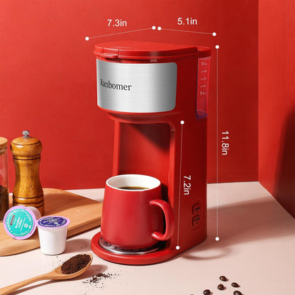 Single Serve Coffee Maker, K Cup and Ground Coffee Machine 2 in 1, 6 to 14 Oz Brew Sizes, Mini One Cup Coffee Maker