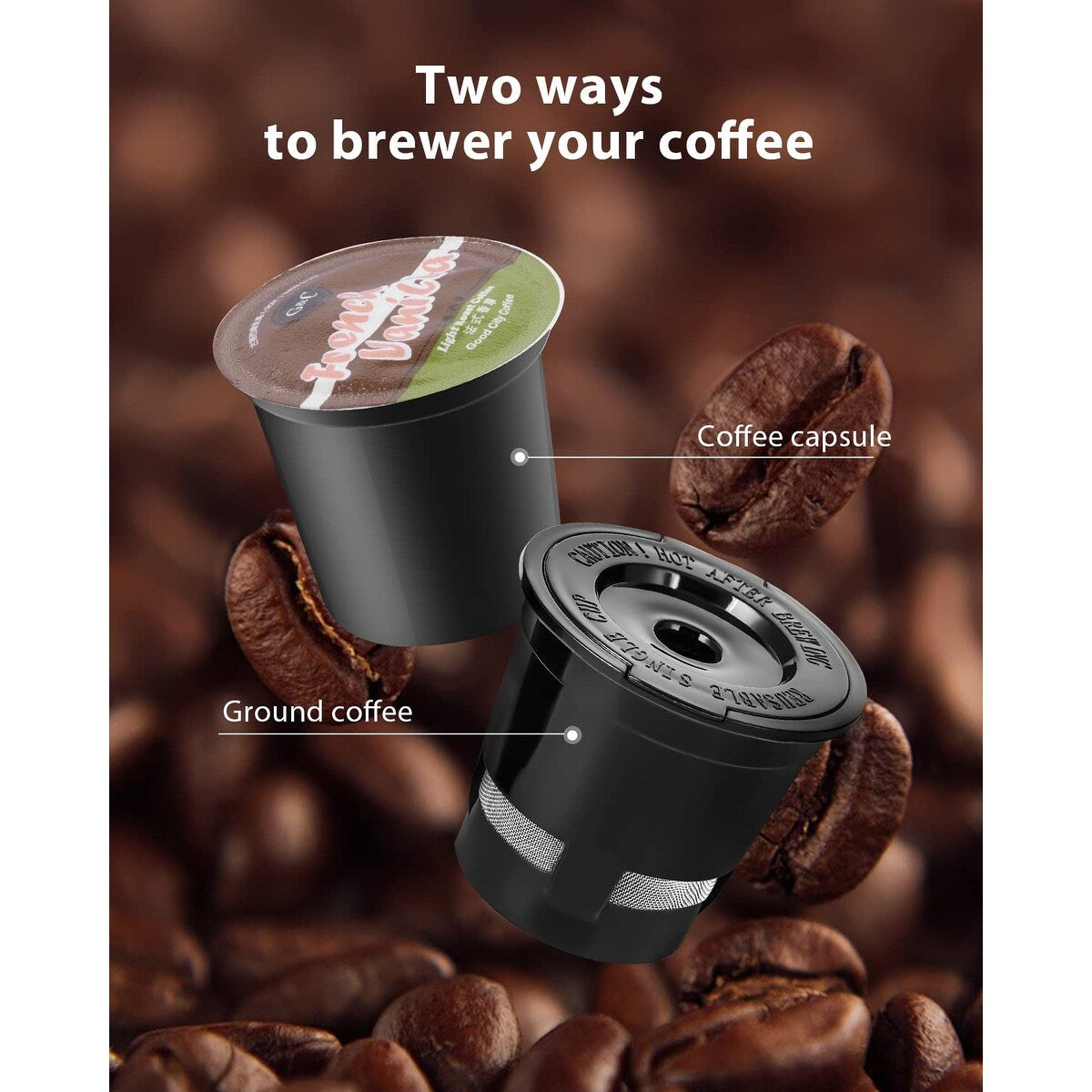 Single Serve Coffee Maker, One Cup Coffee Brewer for K Cup & Ground Coffee, 5 to 12oz Brew Sizes in Mins, Auto Off Function