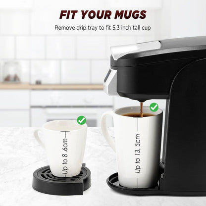 Single Serve Coffee Maker, One Cup Coffee Brewer for K Cup & Ground Coffee, 5 to 12oz Brew Sizes in Mins, Auto Off Function