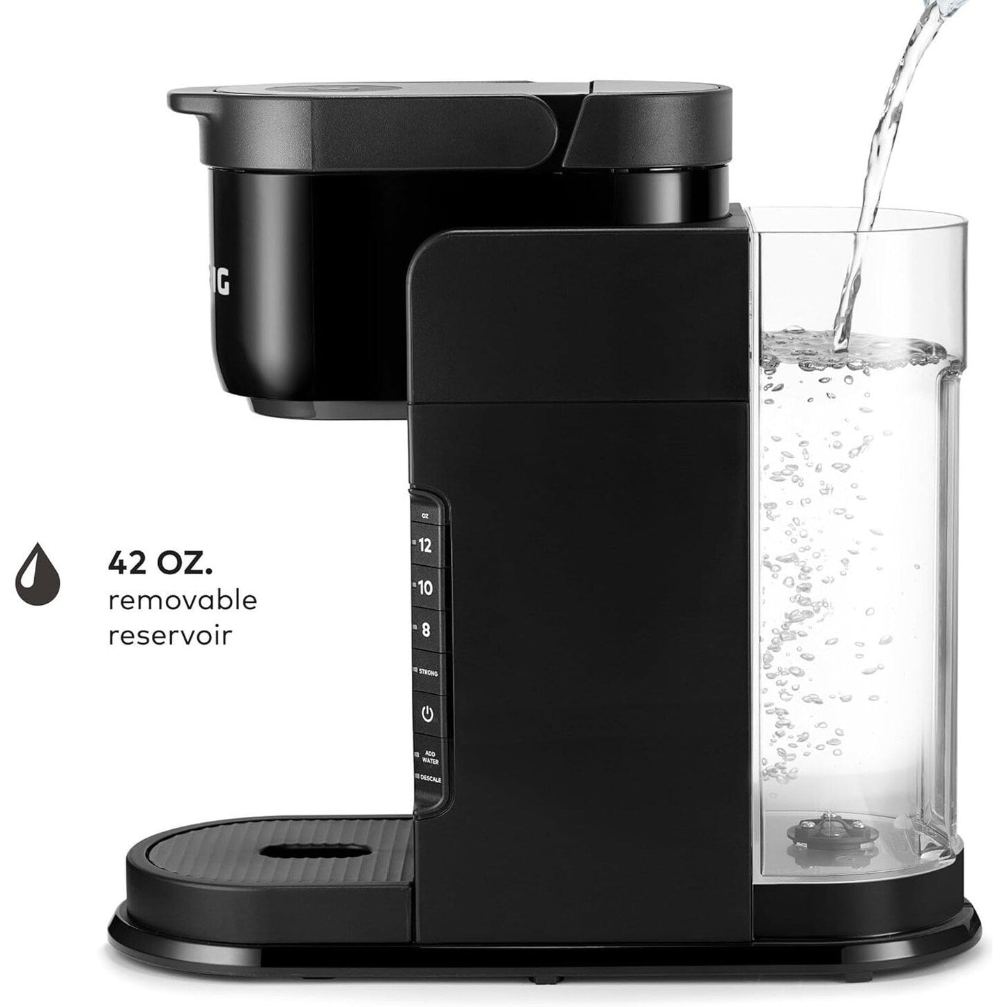 Single Serve K-Cup Coffee Maker, 3 Brew Sizes, Strong Brew, 42oz Reservoir, Black