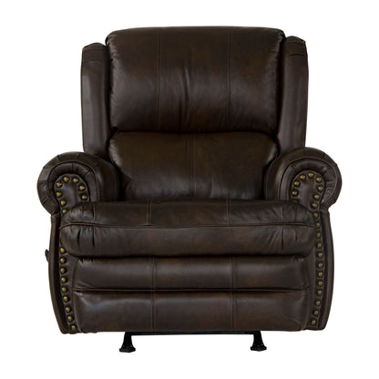 Skelt Italian Leather Rocker Recliner, Chocolate