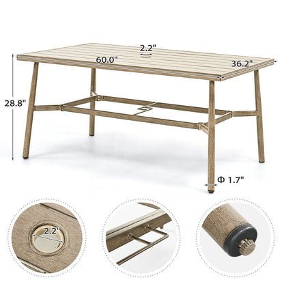 SleekLine 7-Piece Aluminum Patio Dining Set with Webbing Chair Back and Removable Cushions