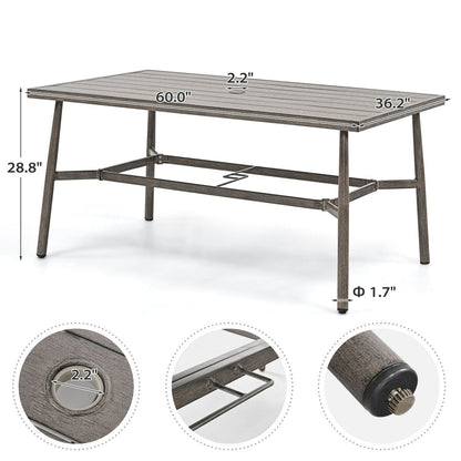 SleekLine 7-Piece Aluminum Patio Dining Set with Webbing Chair Back and Removable Cushions