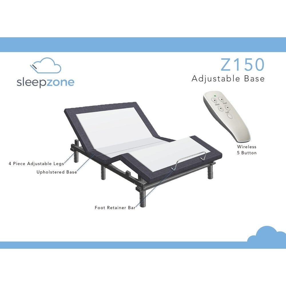 Sleep Zone Huntington 10-inch Memory Foam Mattress and Z150 Adjustable Base Set