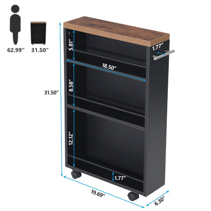 Slim Storage Cart, Rolling Narrow Kitchen Cart on Wheels - N/A
