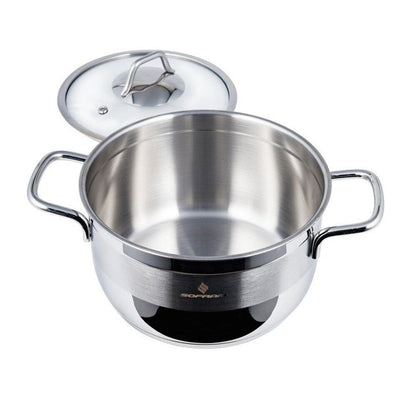 Sofram 18/10 Stainless Steel Deep Stock Pot w/ Glass Lid