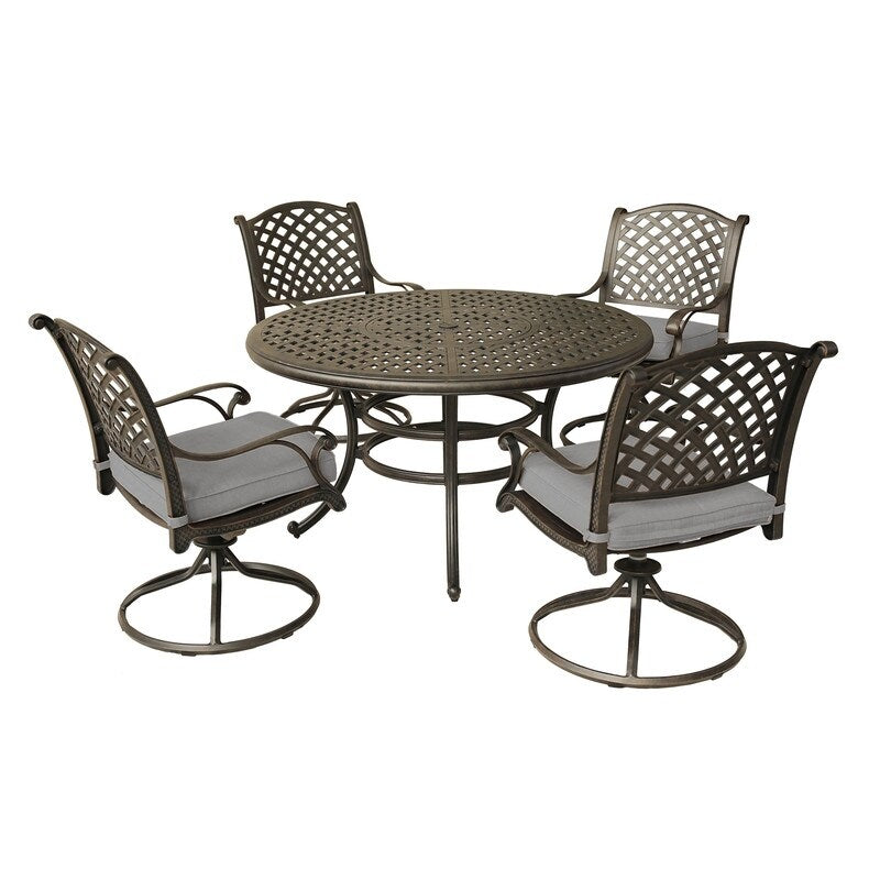 South Ponto 5-piece Aged Bronze Aluminum Round Dining Set with Swivel Chairs by Havenside Home
