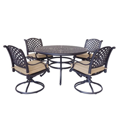 South Ponto 5-piece Aged Bronze Aluminum Round Dining Set with Swivel Chairs by Havenside Home