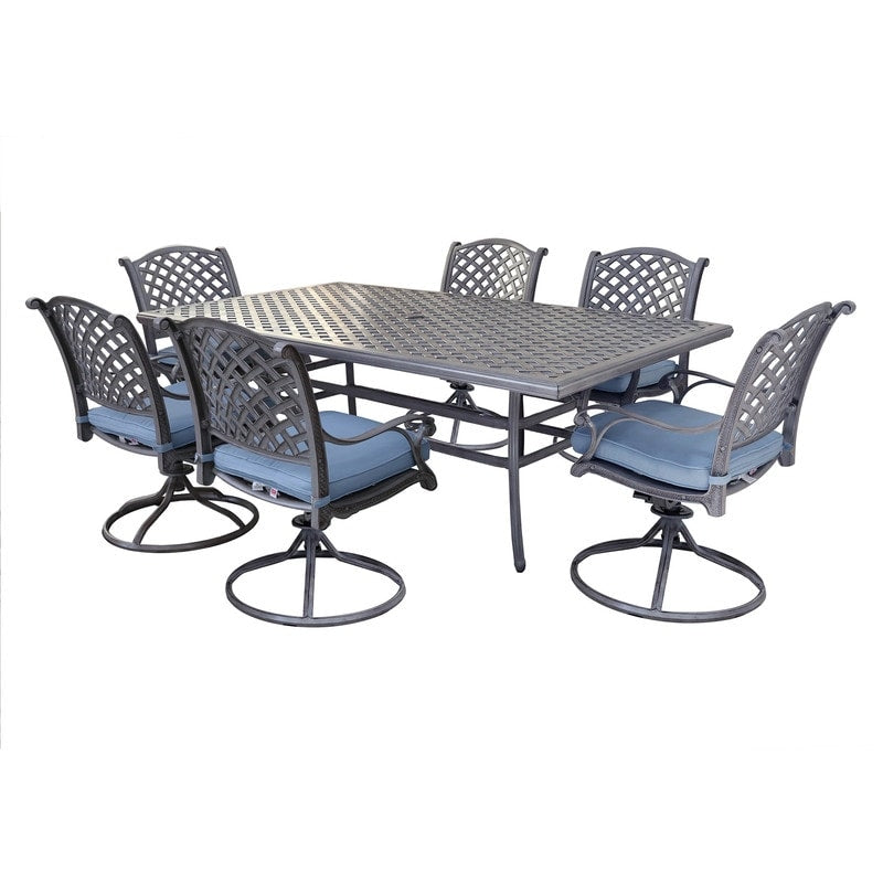 South Ponto 7-piece Aluminum Dining Set with Cushioned Swivel Chairs by Havenside Home