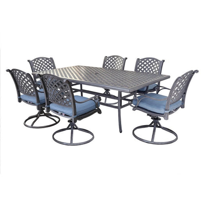 South Ponto 7-piece Aluminum Dining Set with Cushioned Swivel Chairs by Havenside Home
