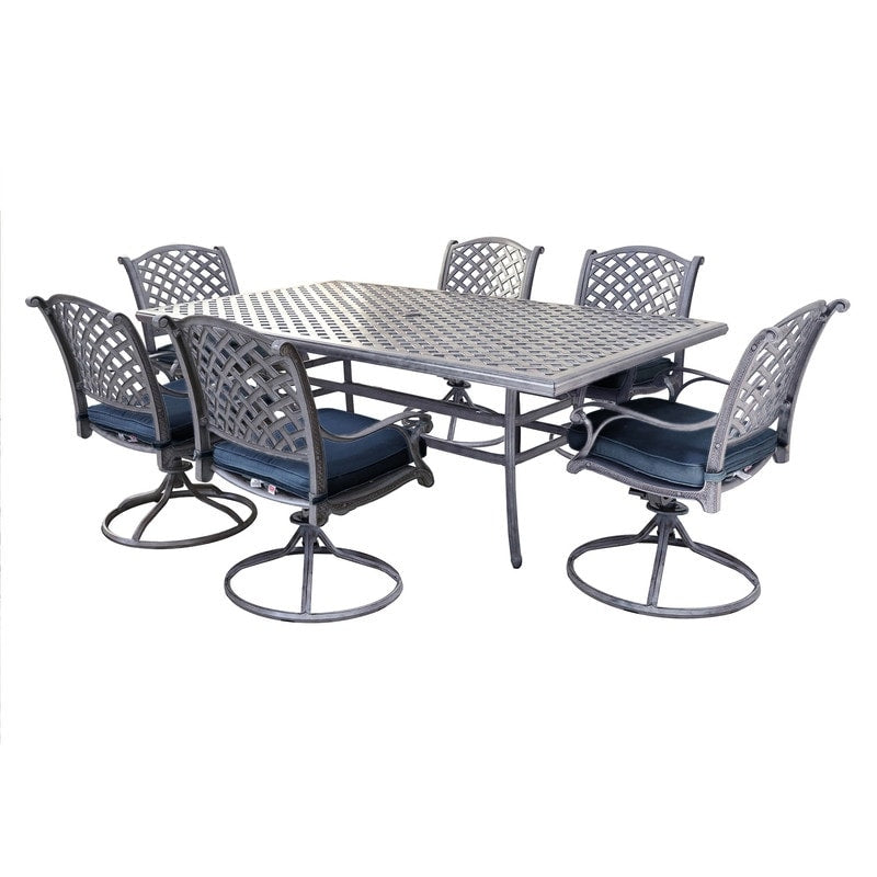 South Ponto 7-piece Aluminum Dining Set with Cushioned Swivel Chairs by Havenside Home