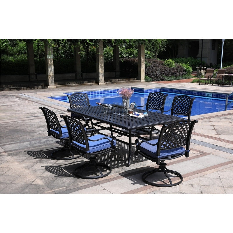 South Ponto 7-piece Aluminum Dining Set with Cushioned Swivel Chairs by Havenside Home