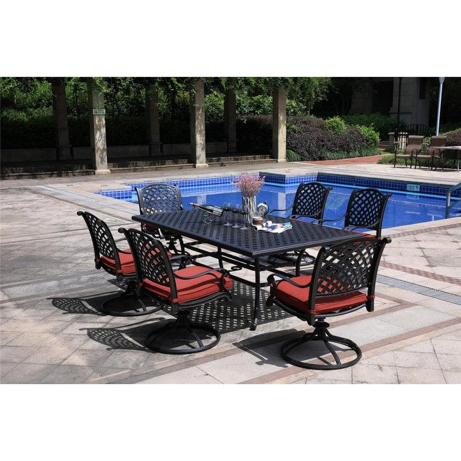 South Ponto 7-piece Aluminum Dining Set with Cushioned Swivel Chairs by Havenside Home