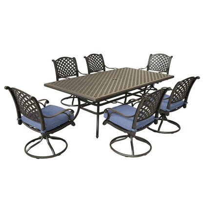 South Ponto 7-piece Aluminum Dining Set with Cushioned Swivel Chairs by Havenside Home